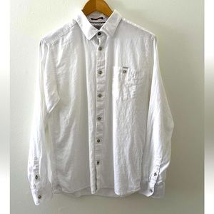 Ted Baker Shirt Mens Large 4 White Linen Blend Button Front